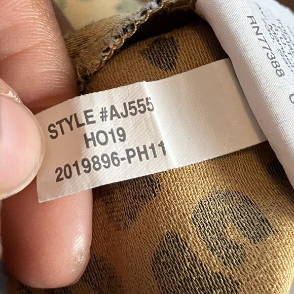 J.Crew Blouse Womens Large Ruffle‎ Neck Leopard Print Long Sleeve Style AJ555 - Picture 7 of 8